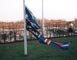 die schottische, die isländische und die Pauli-Flagge am gleichen Mast wie die englische